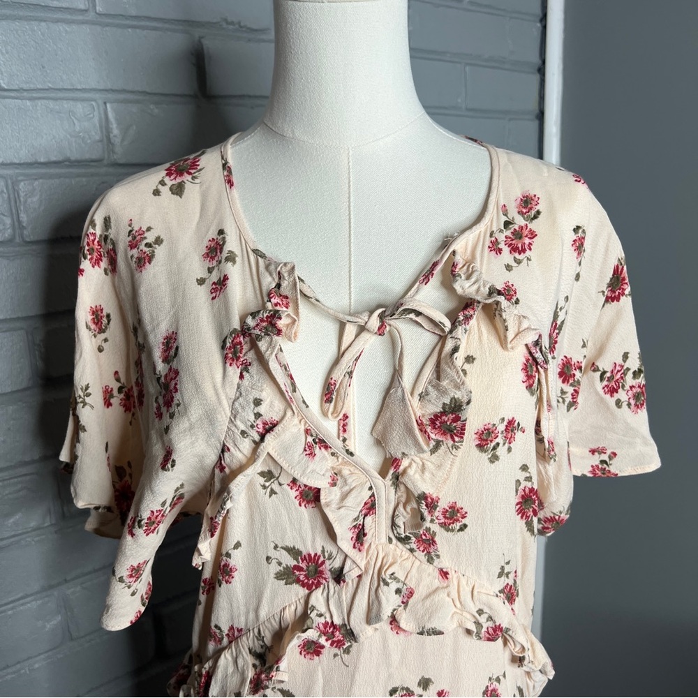 Vici Floral-Print Ruffle Midi High-Low Dress Size Small - Picture 4 of 16
